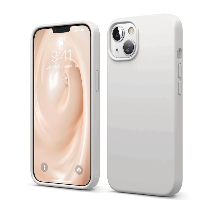 Casey Studios Premium puha szilikon tok iPhone 13 Mini készülékhez, ultravékony, szilikon, mikroszálas belső, Fehér