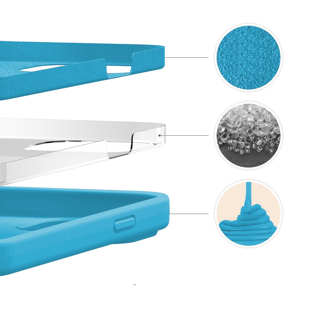 Husa CASEY STUDIOS™ compatibila cu iPhone 13, Soft Silicone Premium, Microfibra in Interior, Cadet Blue, de Protectie, Ultra Slim, pentru Incarcare Wireless, Margini Ridicate de Protectia Ecranului si a Camerelor