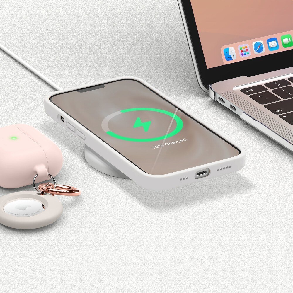 Husa CASEY STUDIOS™ pentru Apple iPhone 13 Pro, Soft Silicone Premium, Microfibra in Interior, Alb, de Protectie, Ultra Slim, pentru Incarcare Wireless, Margini Ridicate pentru Protectia Ecranului si a Camerelor