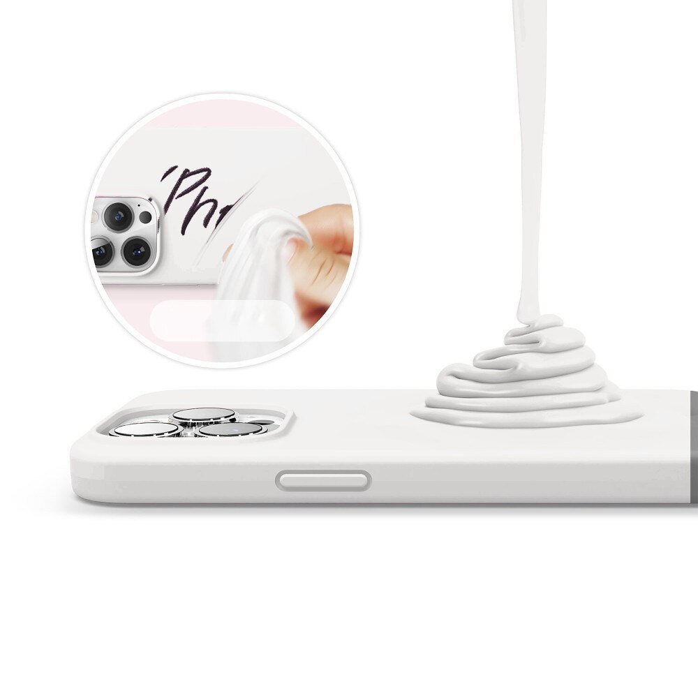 Husa CASEY STUDIOS™ pentru Apple iPhone 13 Pro, Soft Silicone Premium, Microfibra in Interior, Alb, de Protectie, Ultra Slim, pentru Incarcare Wireless, Margini Ridicate pentru Protectia Ecranului si a Camerelor