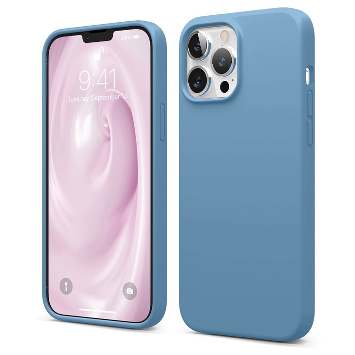 Husa CASEY STUDIOS™ pentru Apple iPhone 13 Pro, Soft Silicone Premium, Microfibra in Interior, Lilac, de Protectie, Ultra Slim, pentru Incarcare Wireless, Margini Ridicate pentru Protectia Ecranului si a Camerelor