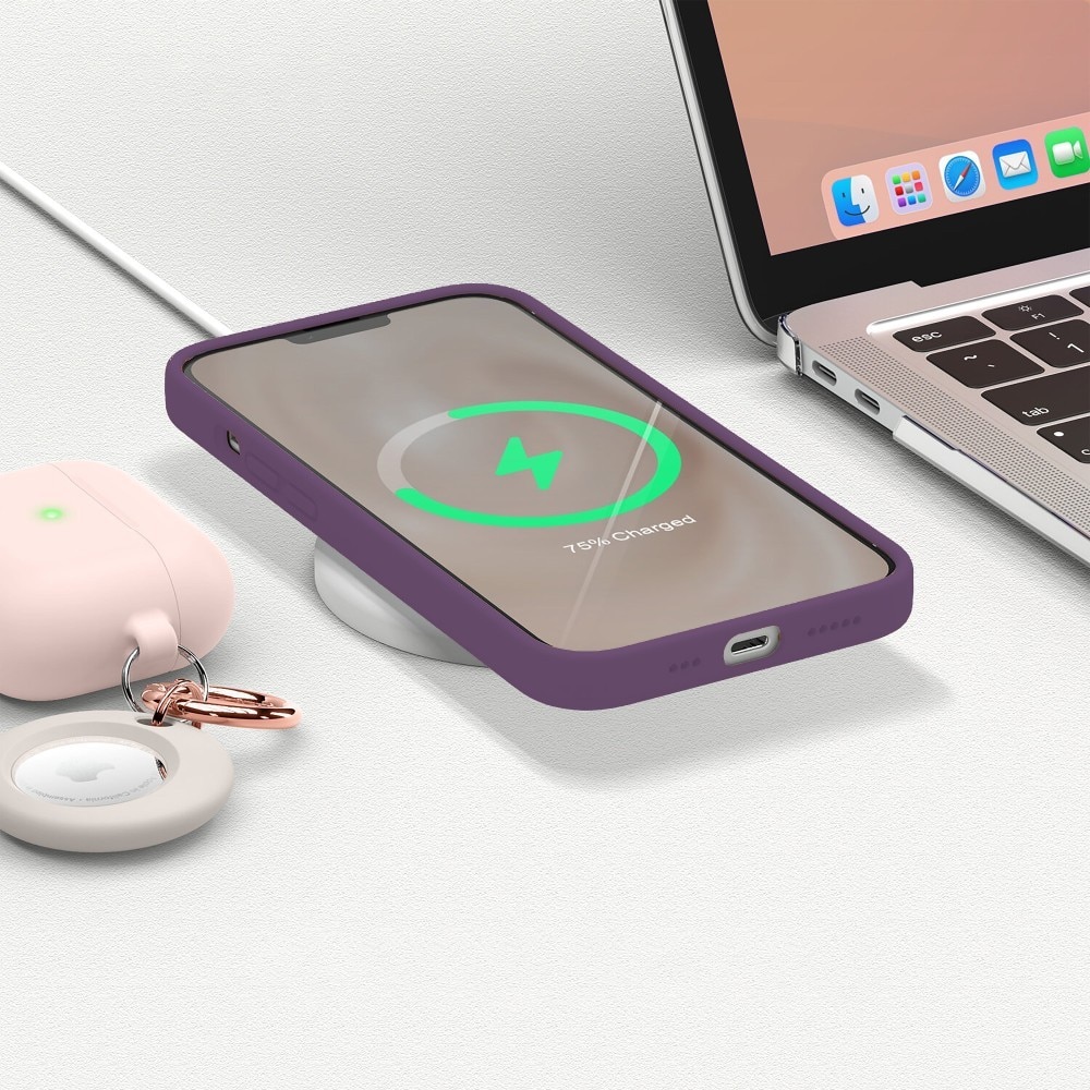 Husa CASEY STUDIOS™ pentru Apple iPhone 13 Pro, Soft Silicone Premium, Microfibra in Interior, Light Purple, de Protectie, Ultra Slim, pentru Incarcare Wireless, Margini Ridicate pentru Protectia Ecranului si a Camerelor