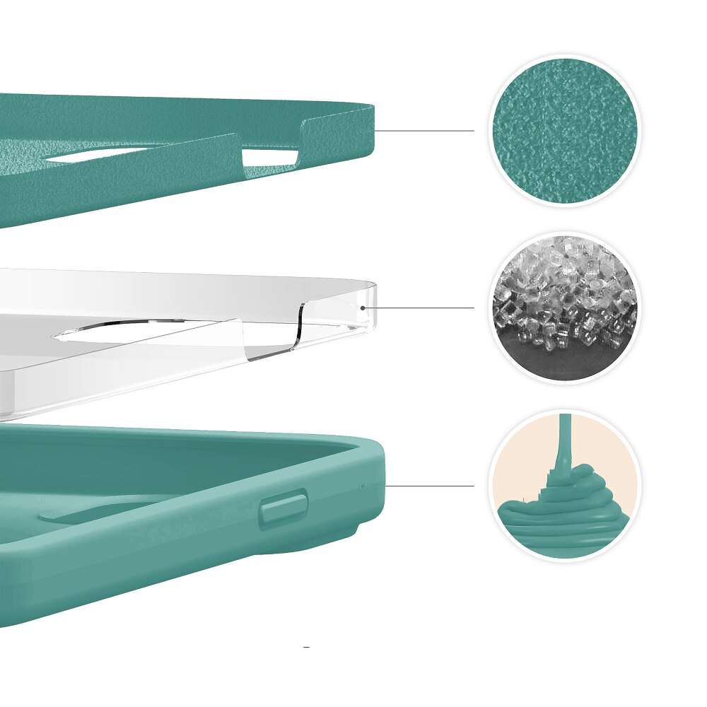 Husa CASEY STUDIOS™ pentru Apple iPhone 13 Pro, Soft Silicone Premium, Microfibra in Interior, Turqoise, de Protectie, Ultra Slim, pentru Incarcare Wireless, Margini Ridicate pentru Protectia Ecranului si a Camerelor