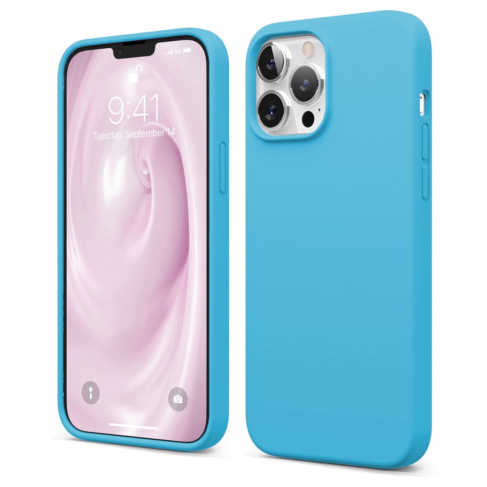 Husa CASEY STUDIOS™ pentru Apple iPhone 13 Pro, Soft Silicone Premium, Microfibra in Interior, Cadet Blue, de Protectie, Ultra Slim, pentru Incarcare Wireless, Margini Ridicate pentru Protectia Ecranului si a Camerelor