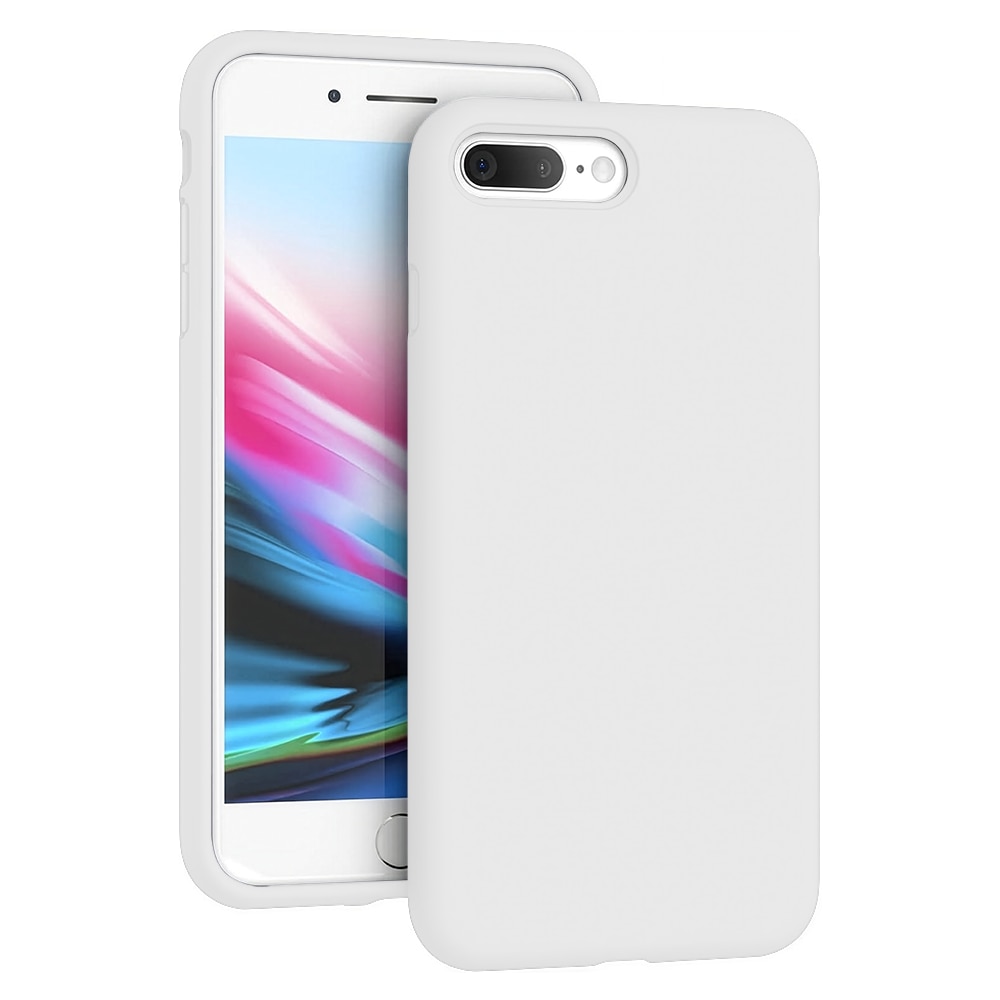 Husa CASEY STUDIOS™ compatibila cu iPhone 7 Plus / 8 Plus, Soft Silicone Premium, Microfibra in Interior, Alb, de Protectie, Ultra Slim, pentru Incarcare Wireless, Margini Ridicate de Protectia Ecranului si a Camerelor