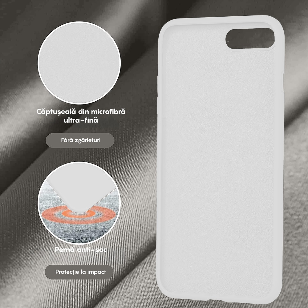 Husa CASEY STUDIOS™ compatibila cu iPhone 7 Plus / 8 Plus, Soft Silicone Premium, Microfibra in Interior, Alb, de Protectie, Ultra Slim, pentru Incarcare Wireless, Margini Ridicate de Protectia Ecranului si a Camerelor