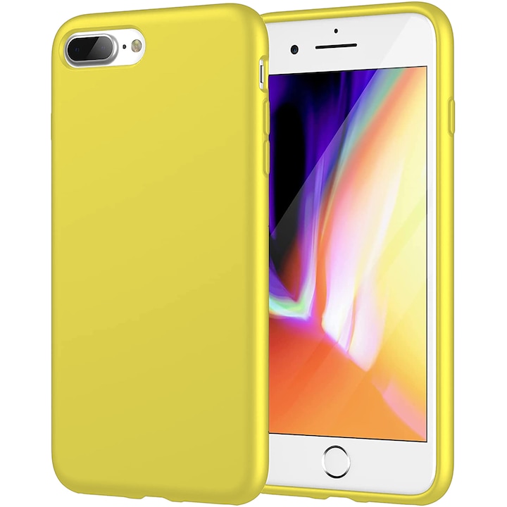 Casey Studios Premium puha szilikon tok iPhone 7 Plus/8 Plus készülékhez, ultravékony, szilikon, mikroszálas belső, Sárga