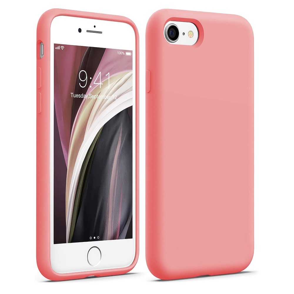 Husa CASEY STUDIOS™ compatibila cu iPhone 7 / 8 / SE 2 / SE 2020 / SE 3 2022, Soft Silicone Premium, Microfibra in Interior, Roz, de Protectie, Ultra Slim, pentru Incarcare Wireless, Margini Ridicate de Protectia Ecranului si a Camerelor