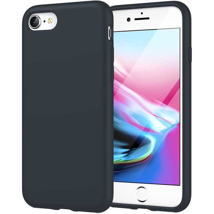 Casey Studios Premium puha szilikon tok iPhone 7/8/SE 2 készülékhez, ultravékony, szilikon, mikroszálas belső, Éjkék