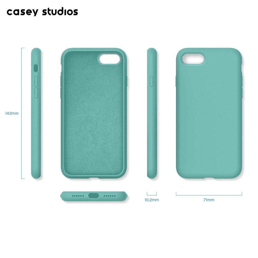 Husa CASEY STUDIOS™ compatibila cu iPhone 7 / 8 / SE 2 / SE 2020 / SE 3 2022, Soft Silicone Premium, Microfibra in Interior, Turqoise, de Protectie, Ultra Slim, pentru Incarcare Wireless, Margini Ridicate de Protectia Ecranului si a Camerelor