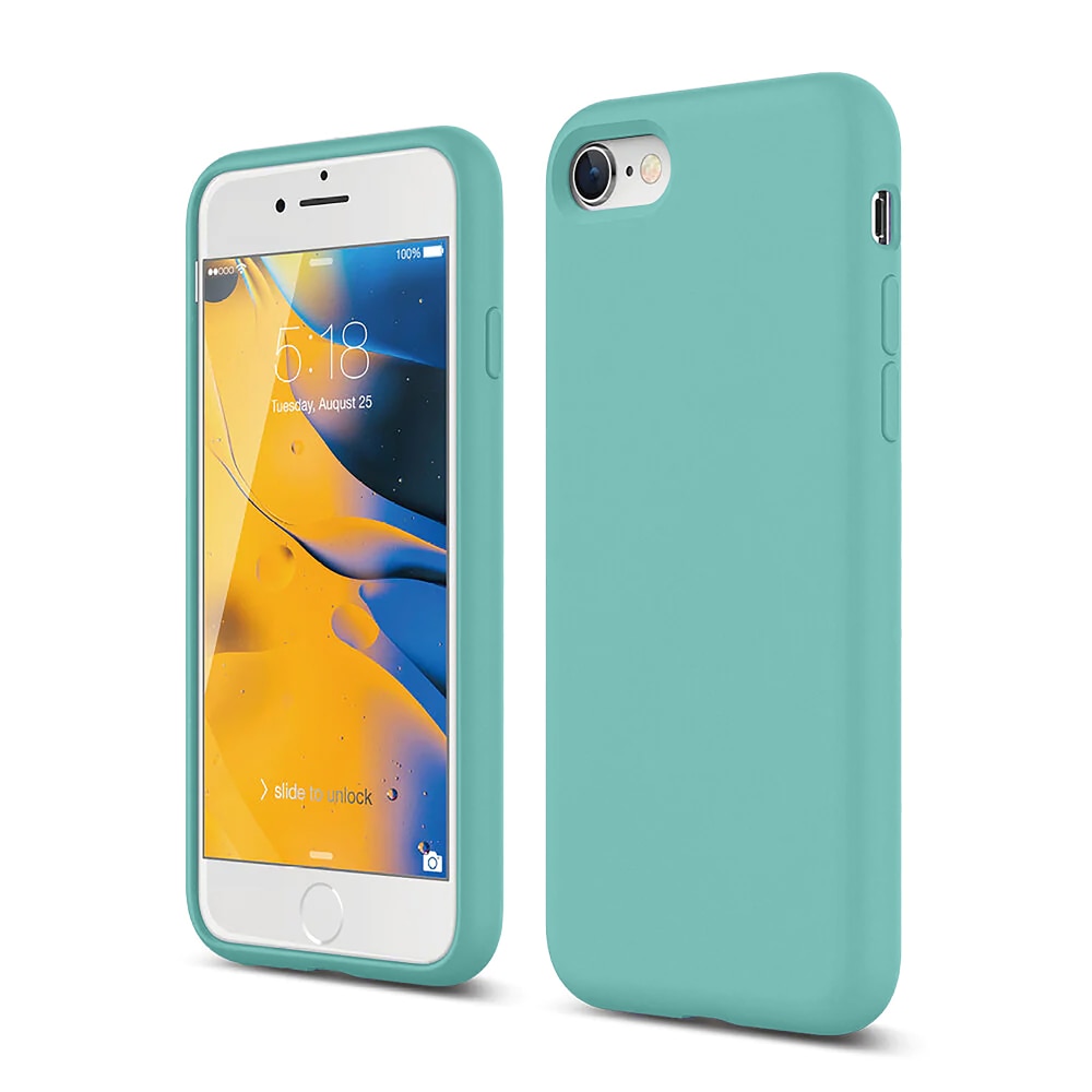 Husa CASEY STUDIOS™ compatibila cu iPhone 7 / 8 / SE 2 / SE 2020 / SE 3 2022, Soft Silicone Premium, Microfibra in Interior, Turqoise, de Protectie, Ultra Slim, pentru Incarcare Wireless, Margini Ridicate de Protectia Ecranului si a Camerelor