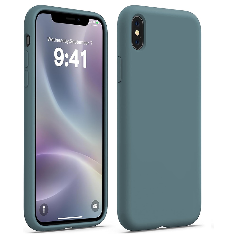 Husa CASEY STUDIOS™ compatibila cu iPhone X / XS, Soft Silicone Premium, Microfibra in Interior, Midnight Blue, de Protectie, Ultra Slim, pentru Incarcare Wireless, Margini Ridicate de Protectia Ecranului si a Camerelor