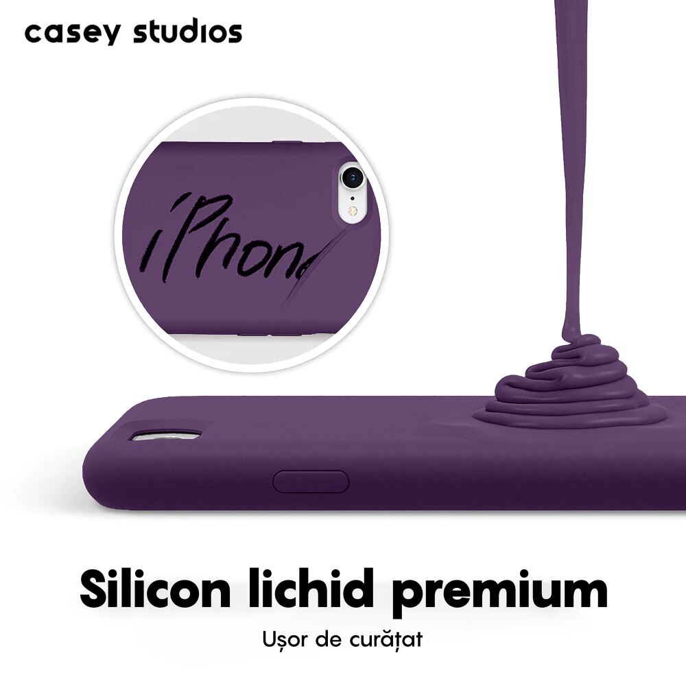 Husa CASEY STUDIOS™ compatibila cu iPhone 7 / 8 / SE 2 / SE 2020 / SE 3 2022, Soft Silicone Premium, Microfibra in Interior, Light Purple, de Protectie, Ultra Slim, pentru Incarcare Wireless, Margini Ridicate de Protectia Ecranului si a Camerelor