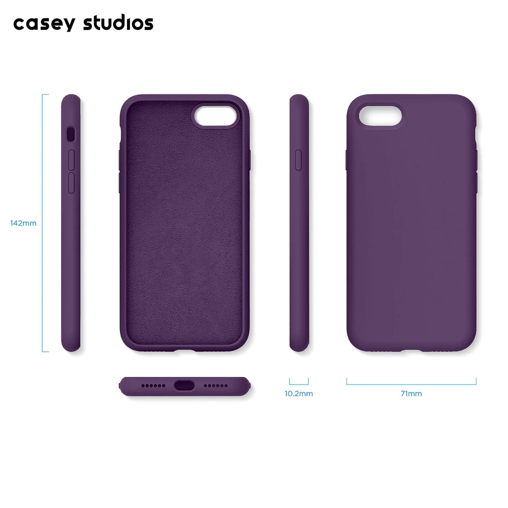 Husa CASEY STUDIOS™ compatibila cu iPhone 7 / 8 / SE 2 / SE 2020 / SE 3 2022, Soft Silicone Premium, Microfibra in Interior, Light Purple, de Protectie, Ultra Slim, pentru Incarcare Wireless, Margini Ridicate de Protectia Ecranului si a Camerelor