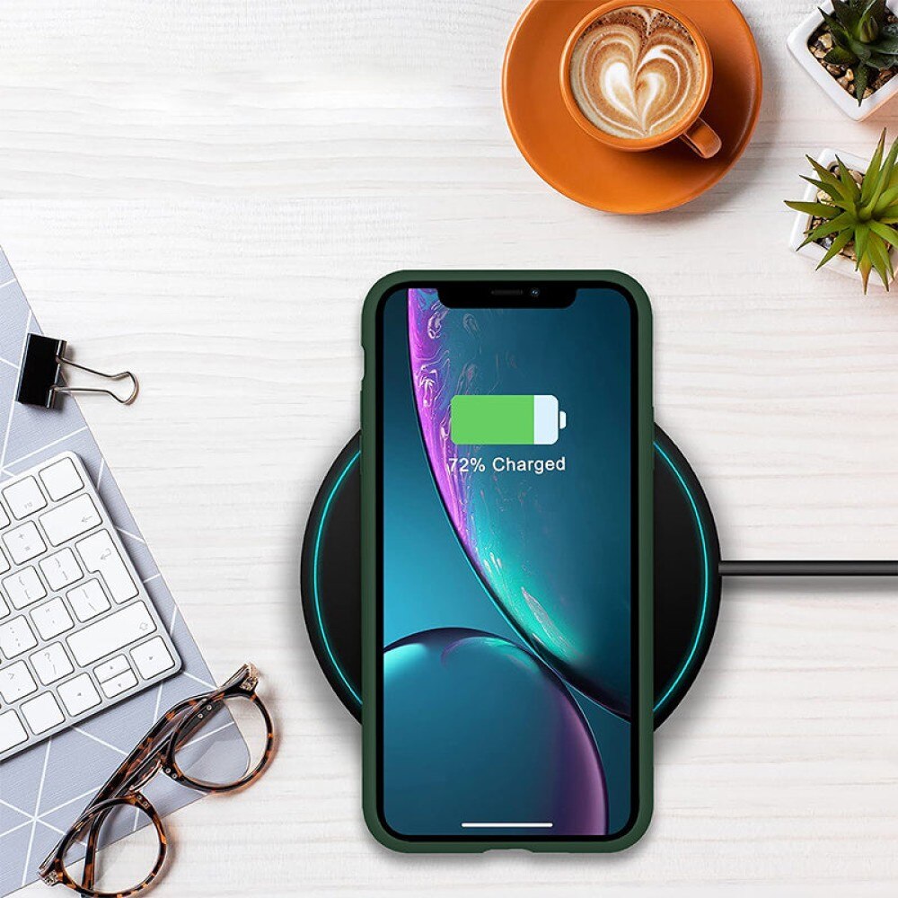 Husa CASEY STUDIOS™ pentru Apple iPhone XS Max, Soft Silicone Premium, Microfibra in Interior, Webster Green, de Protectie, Ultra Slim, pentru Incarcare Wireless, Margini Ridicate pentru Protectia Ecranului si a Camerelor