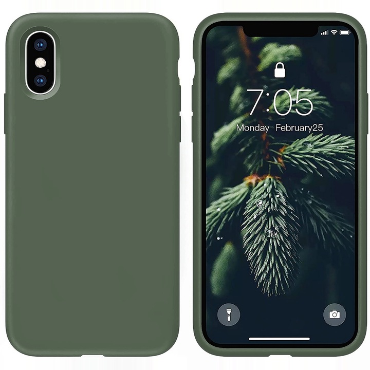 Husa CASEY STUDIOS™ pentru Apple iPhone X / XS, Soft Silicone Premium, Microfibra in Interior, Webster Green, de Protectie, Ultra Slim, pentru Incarcare Wireless, Margini Ridicate pentru Protectia Ecranului si a Camerelor