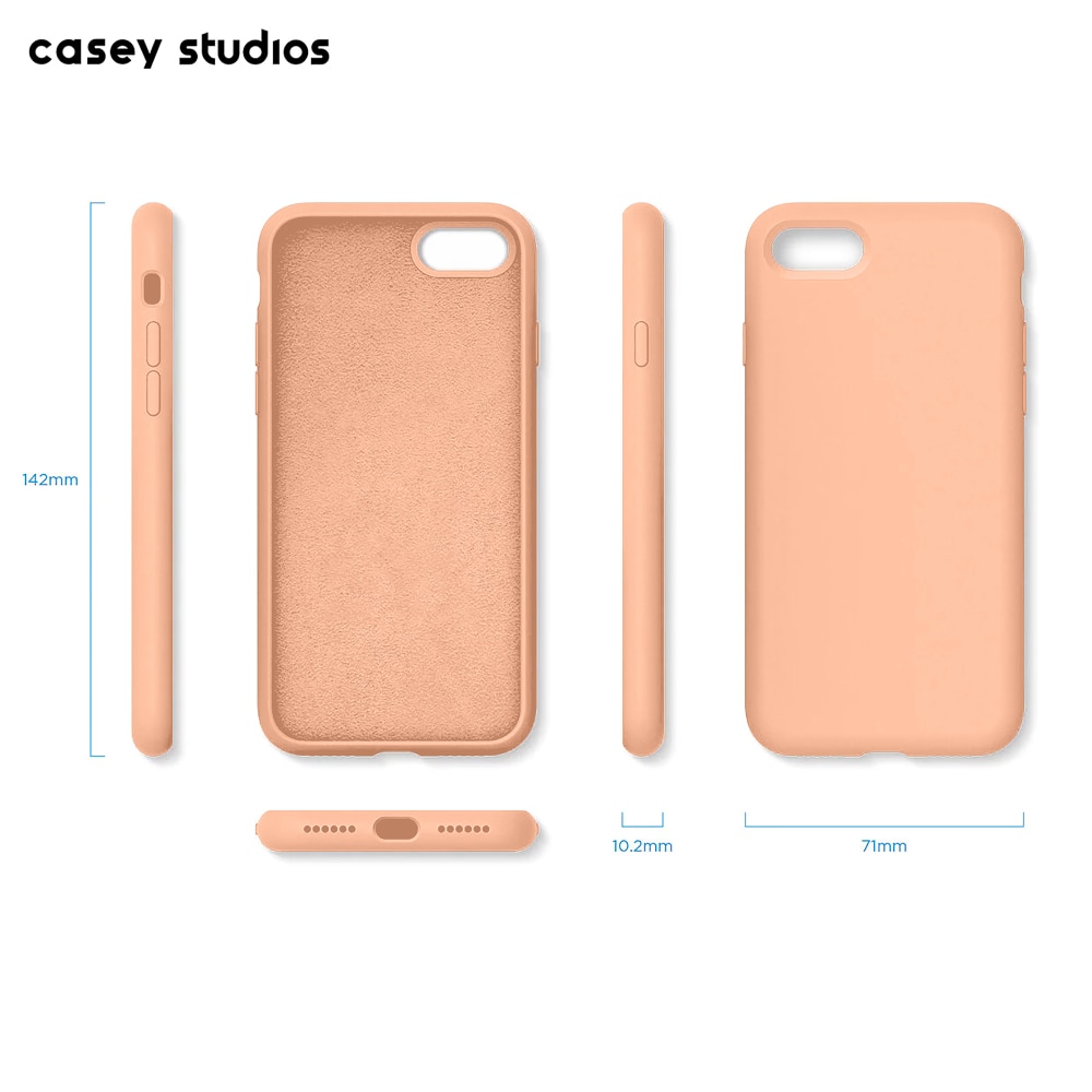 Husa CASEY STUDIOS™ compatibila cu iPhone 7 / 8 / SE 2 / SE 2020 / SE 3 2022, Soft Silicone Premium, Microfibra in Interior, Pink Sand, de Protectie, Ultra Slim, pentru Incarcare Wireless, Margini Ridicate de Protectia Ecranului si a Camerelor