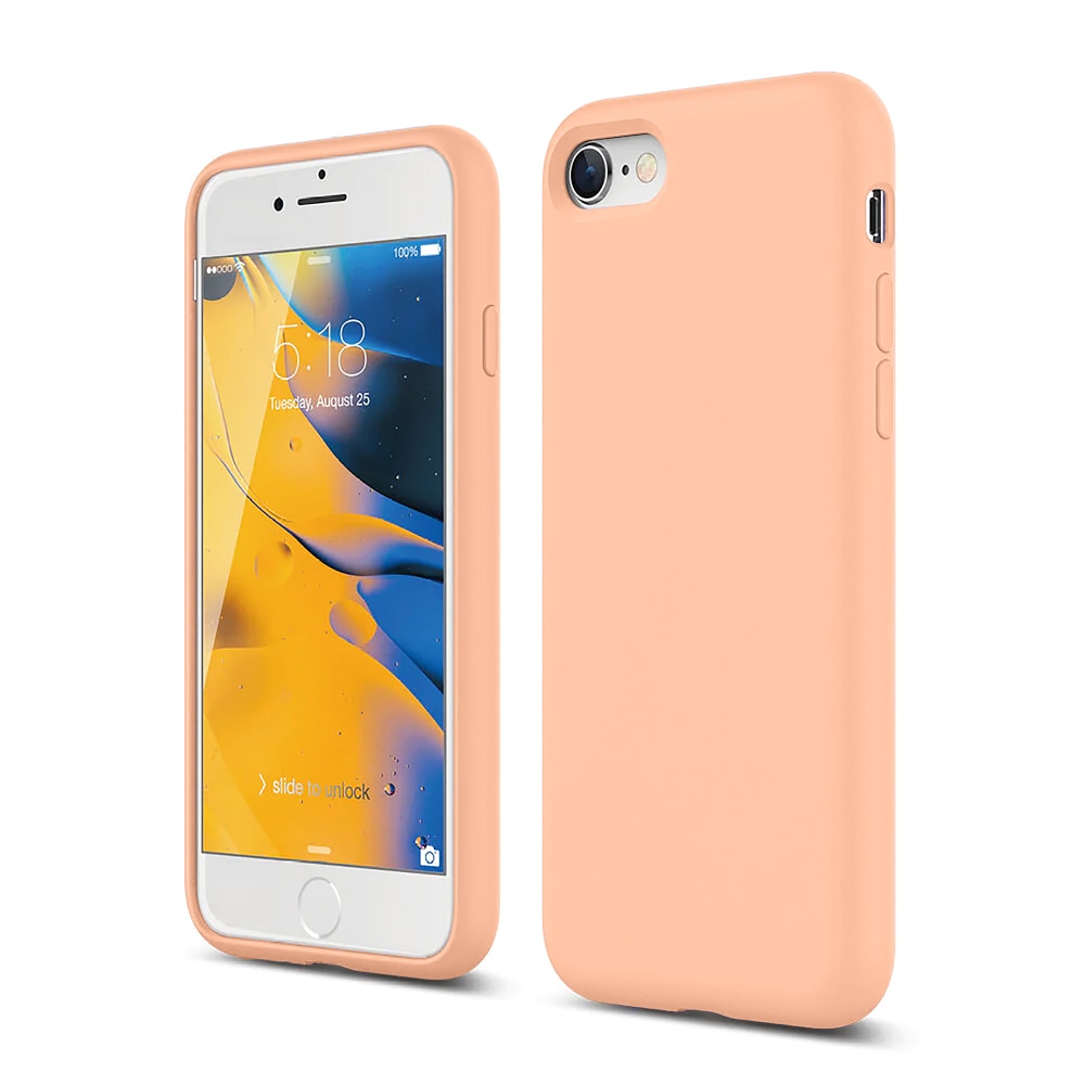 Husa CASEY STUDIOS™ compatibila cu iPhone 7 / 8 / SE 2 / SE 2020 / SE 3 2022, Soft Silicone Premium, Microfibra in Interior, Pink Sand, de Protectie, Ultra Slim, pentru Incarcare Wireless, Margini Ridicate de Protectia Ecranului si a Camerelor