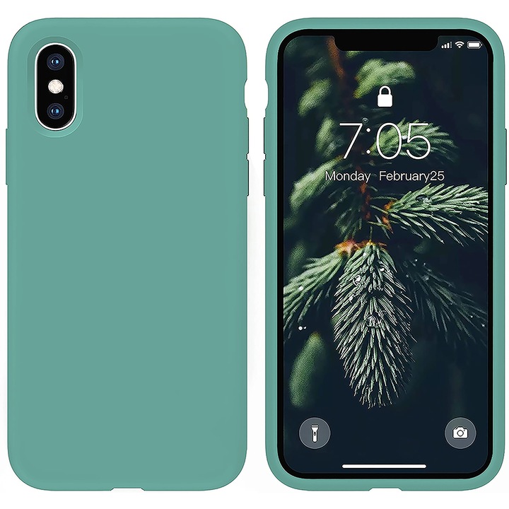 Casey Studios Premium puha szilikon tok iPhone X/XS készülékhez, ultravékony, szilikon, mikroszálas belső, Türkiz