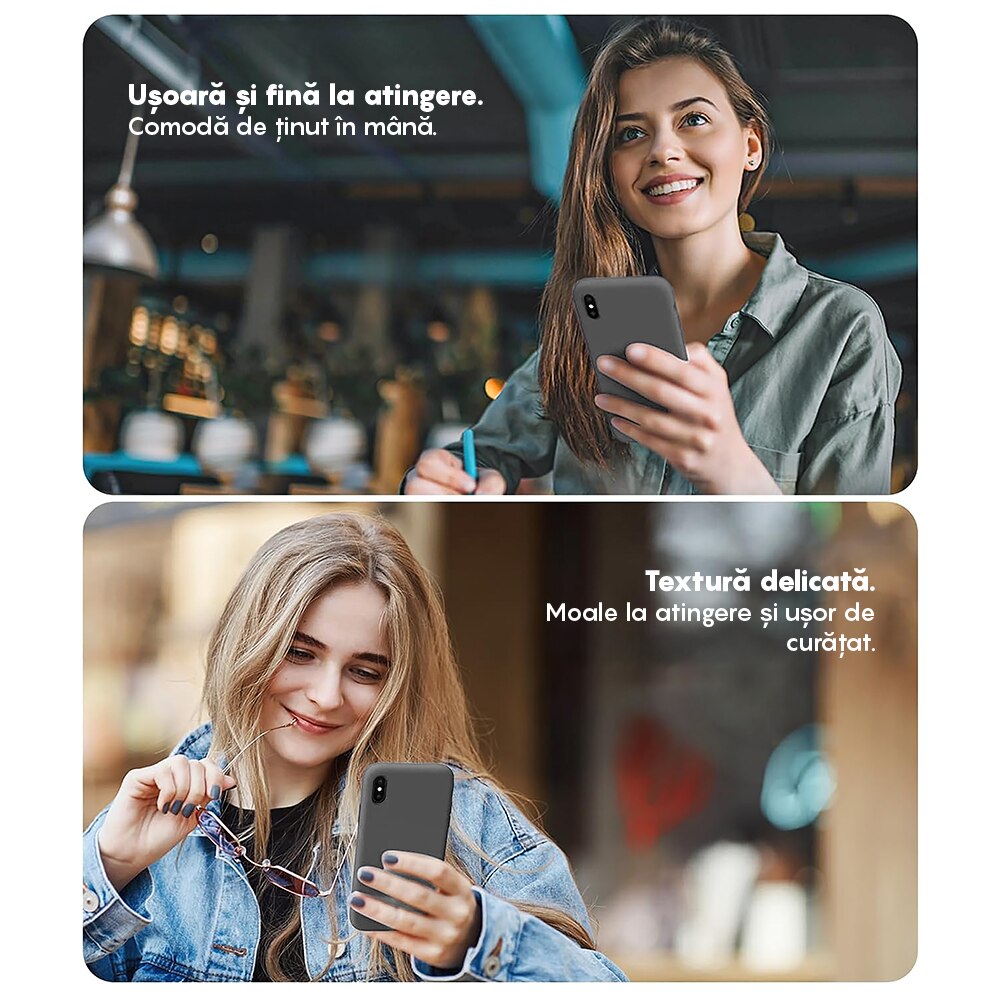 Husa CASEY STUDIOS™ compatibila cu iPhone XR, Soft Silicone Premium, Microfibra in Interior, Dark Gray, de Protectie, Ultra Slim, pentru Incarcare Wireless, Margini Ridicate de Protectia Ecranului si a Camerelor