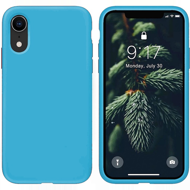 Husa CASEY STUDIOS™ pentru Apple iPhone XR, Soft Silicone Premium, Microfibra in Interior, Cadet Blue, de Protectie, Ultra Slim, pentru Incarcare Wireless, Margini Ridicate pentru Protectia Ecranului si a Camerelor
