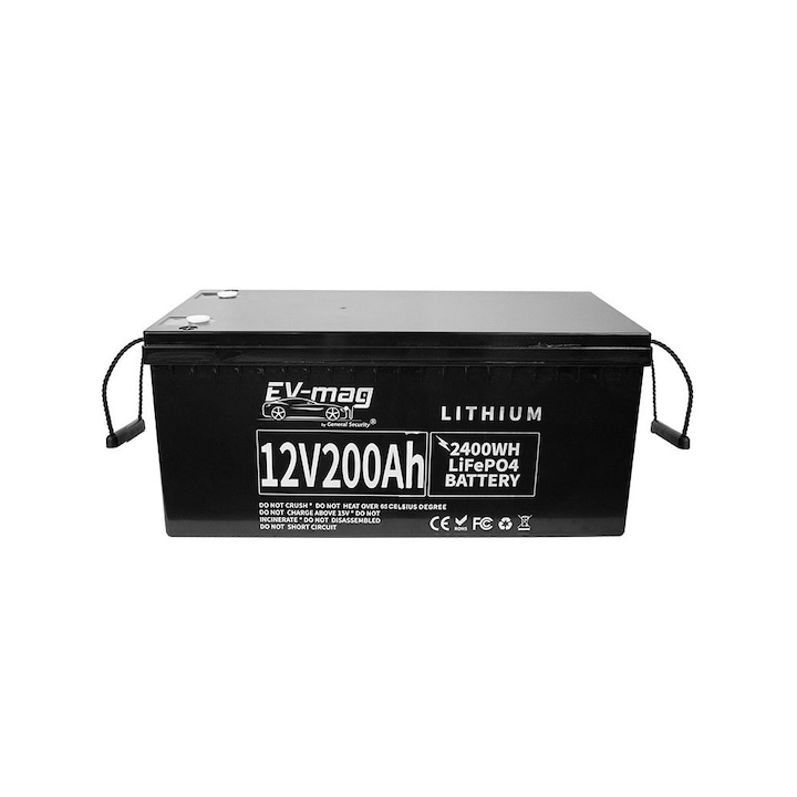 LiFePO4 12V/200Ah akkumulátor, lítium-vas-foszfát, EV-Mag