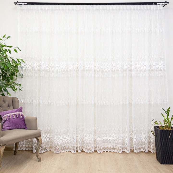 Perdea brodata, nesifonabila Hiko Shape04 200x245cm, cu rejansa