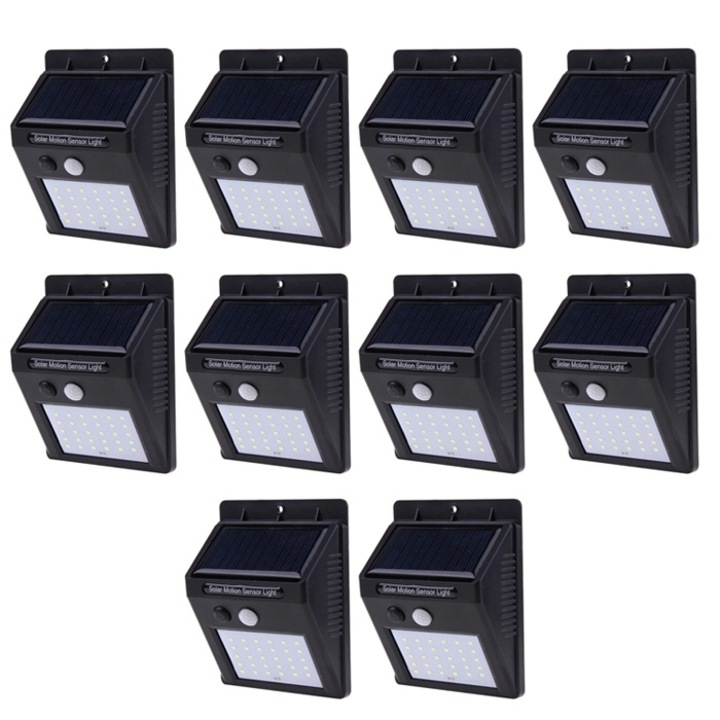 Tiessa 10 db napelemes lámpa, 30 db LED, mozgásérzékelő, 0,55 W