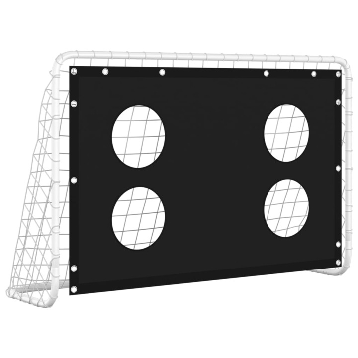 Футболна врата с мрежа и стена мишена vidaXL, стомана, 184x61x122 см