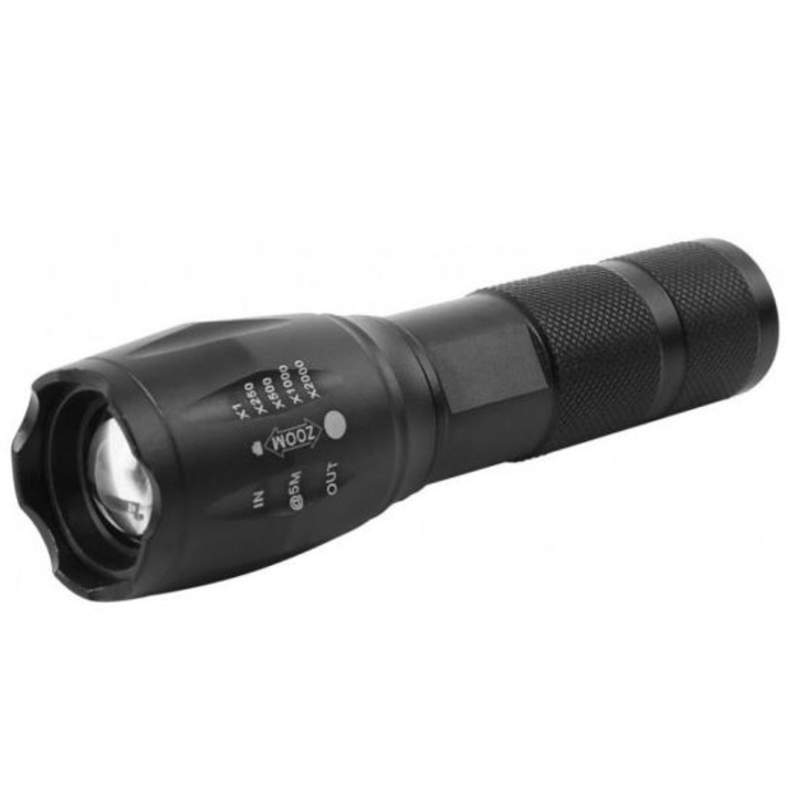 STREND PRO alumínium zseblámpa, powerbankkal, zoom, LED, 5 W, 150 lm, USB