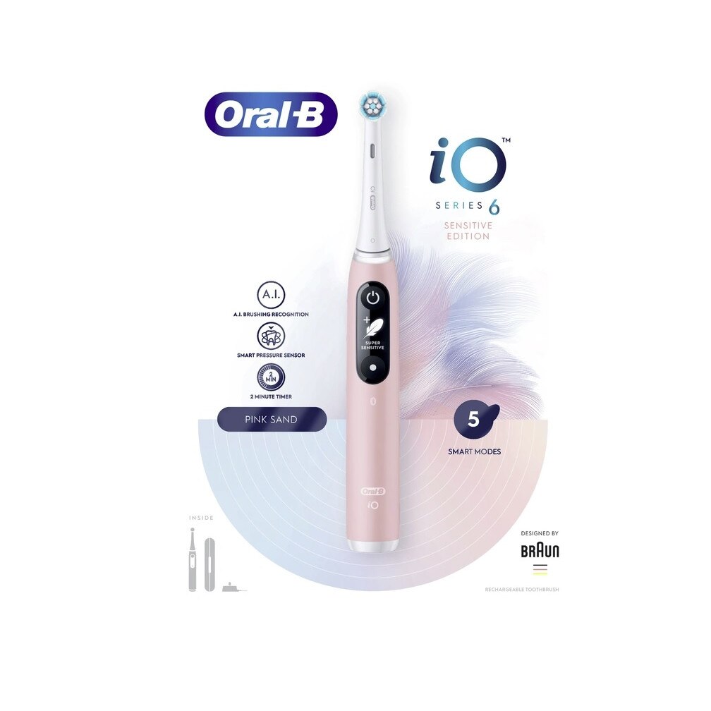 Periuta De Dinti Electrica Braun, Oral-B Io6 Pink Sand Gc, Sensitive ...