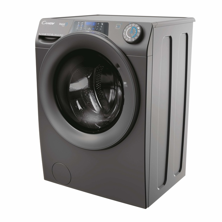 Пералня Candy RP 696BWMRR/1-S, Клас A, 9 кг, 1600 об/мин, Инверторен мотор, Пара, Смесени захранващи системи, Свързаност с WiFi/hOn приложение, Антрацит