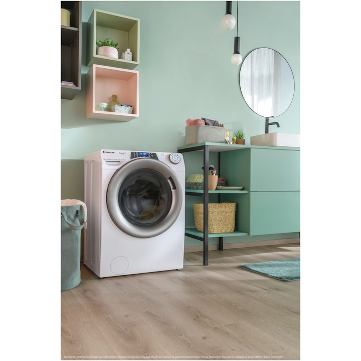 Masina de spalat rufe Candy Rapido Pro RP 4146BWMBC/1-S, 14 kg, 1400 RPM, Clasa A, Motor Inverter, Quick&Clean Technology, Steam Hygiene+, WiFi, Easy Iron+, Alb