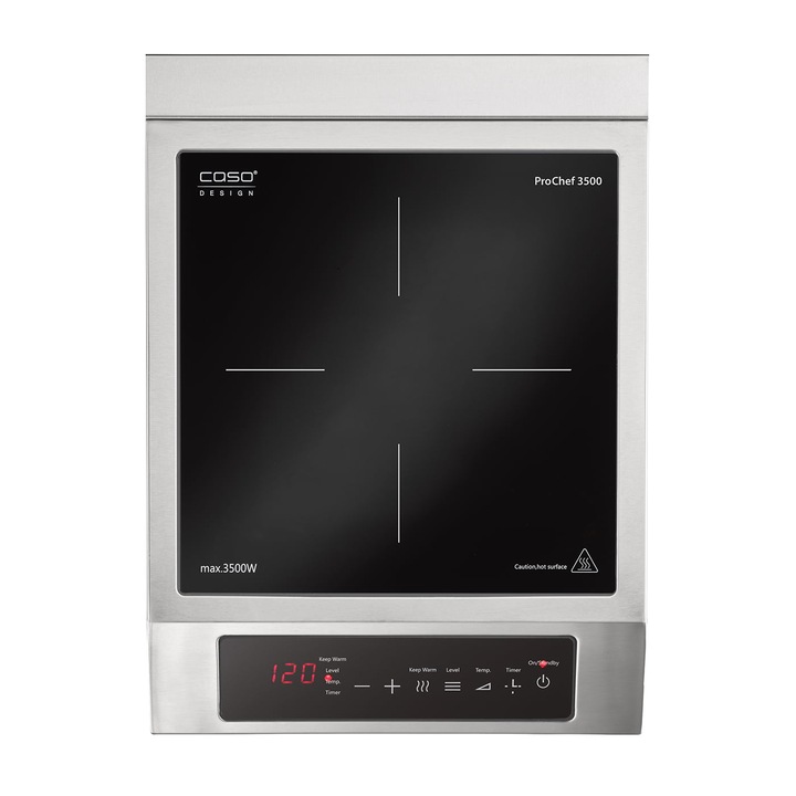 Plita electrica cu inductie Caso Germany, ProChef 3500, un arzator, sticla ceramica, 19 trepte temperatura, senzor touch, 60-240°C, detectare oala, negru