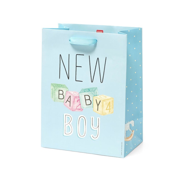 Punga de cadou - Medium - New Baby Boy, Cu model, 25 x 19 cm