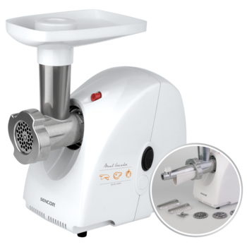 Masina de tocat Sencor SMG 4381, 1500 W, 1.65 kg carne/min, 3 discuri tocare, Functie reverse, Alb Masina de tocat Sencor SMG 4381, 1500 W, 1.65 kg carne/min, 3 discuri tocare, Functie reverse, Alb