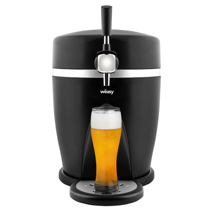 Weasy söradagoló, PINT568, űrtartalom 5l, hűtési hőmérséklet 3-6 C, integrált hűtőrendszer, csendes, nyomóhordók, rozsdamentes acél/fekete