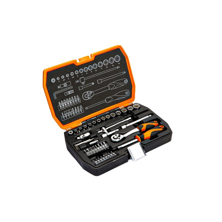 Set capete 1/4" cu clichet 72T, 42buc