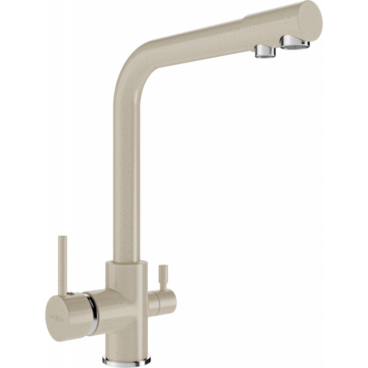 Baterie chiuveta bucatarie, Duero, cu iesire pentru apa filtrata, culoare bej nisipiu