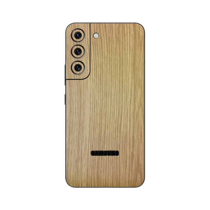 Folie iSkinz pentru Samsung Galaxy S22 5G - Lemn Stejar 360 Cut, Skin Adeziv Full Body Cover, Protectie Carcasa Spate si Laterale