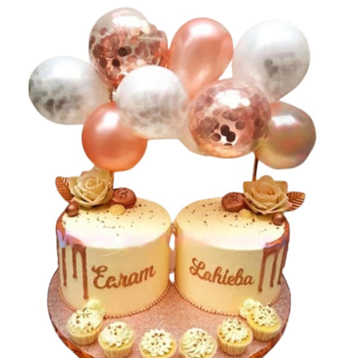 Buchet 8 baloane pentru tort din latex cu confetti