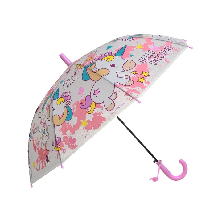 PAMI gyerek esernyő, automata, pvc, hosszú, U-S621-340, 50 cm, 8 küllő, 50 cm, Rózsaszín