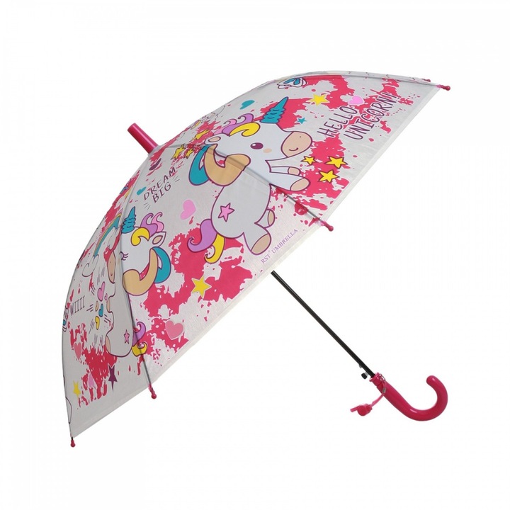 PAMI gyerek esernyő, automata, pvc, hosszú, U-S621-340, 50 cm, 8 küllő, 50 cm, Ciklámen