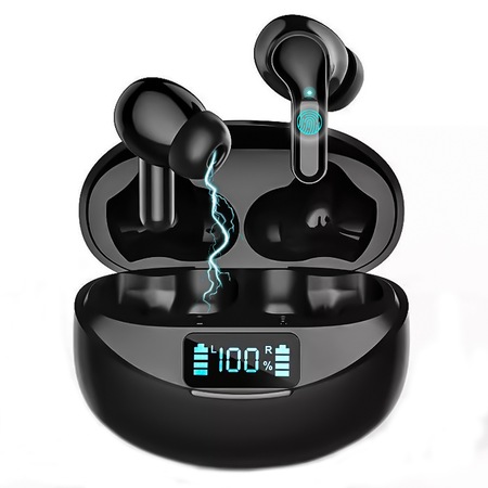 Casti Wireless fara fir Zennic® U-Sonic, Bluetooth 5.1, Microfon HD, Sunet Stereo, Afisaj LCD, Control Tactil, Rezistente la Apa, Compatibilitate Universala, Negru
