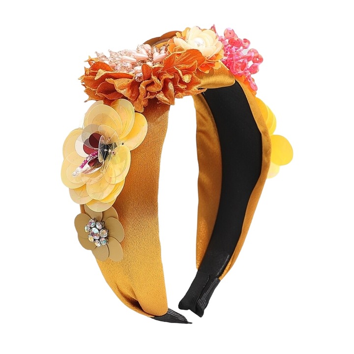 Bentita galbena, cu flori si pietre, Feliza C2, Pursehuit