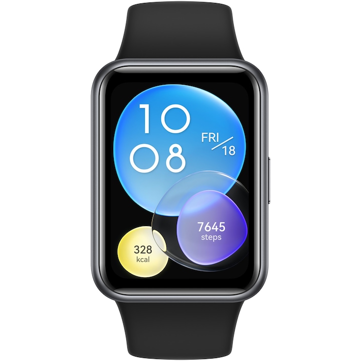 Huawei Watch Fit 2 okosóra, Szilikon szíjjal, Fekete