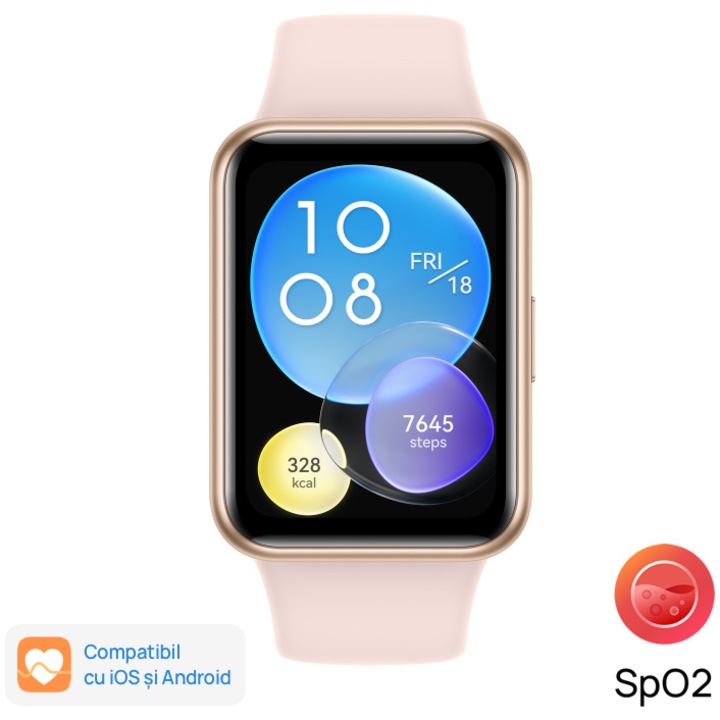 Smartwatch Huawei Watch Fit 2, Silicone Strap, Sakura Pink