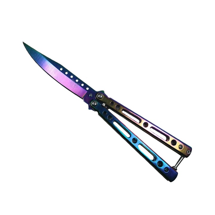 Cutit Butterfly, fluture, model fade clasic, detalii dinamice, Balisong, 23 x 4, Dalimag