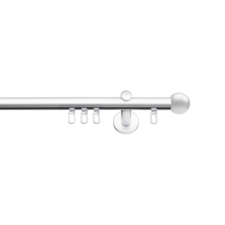 Set galerie metalica Dop rotund, simpla, tip profil, alb, Ø 19 mm, 400 cm - 2 x 200 cm cu element de legatura, accesorii incluse