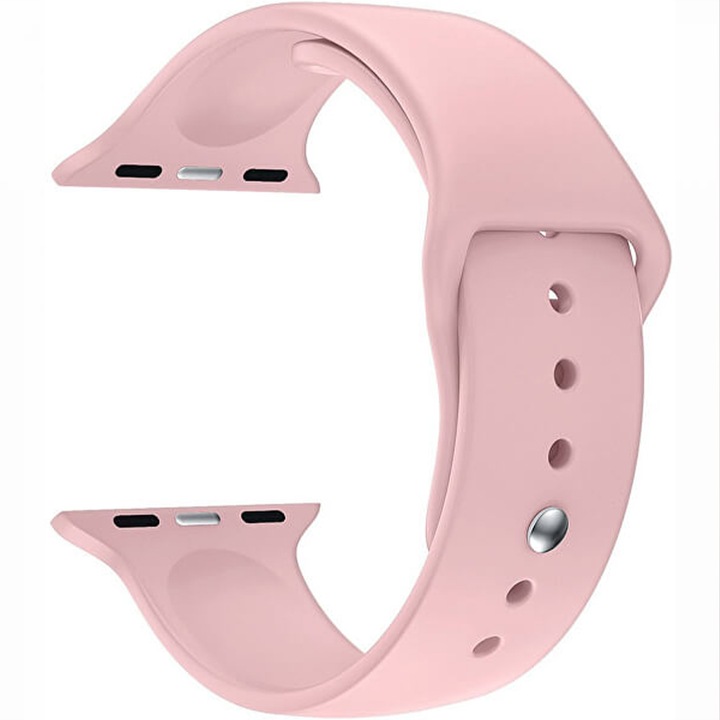 Curea ceas SmartWatch pentru Apple Watch 42 mm / 44 mm, Marimea L, Ultra Liquid Silicon, Special Design, Bratara Magnetica, Roz
